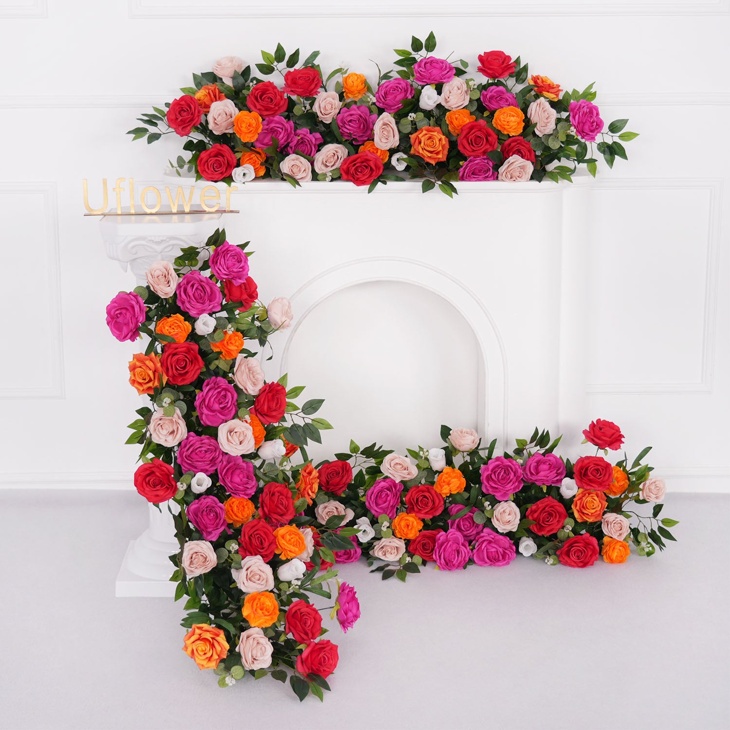 Uflower Colored Sofa Table Runner Floor Flower Arrangement
